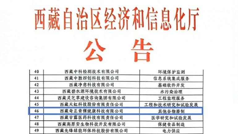 皇家荣耀官网青稞荣膺创新型中幼企业认证，引领青稞产业健全新潮水